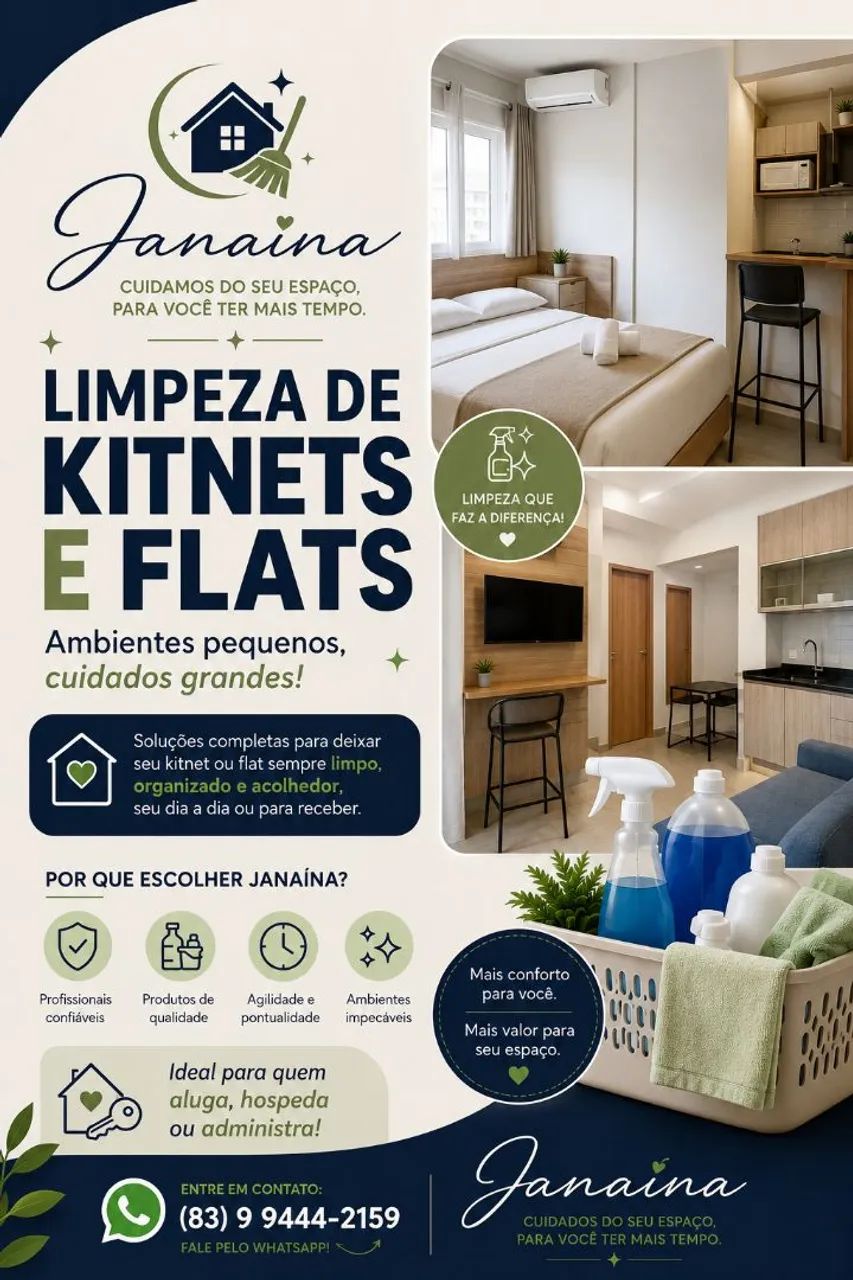 "Limpeza profissional para kitnets e flats"