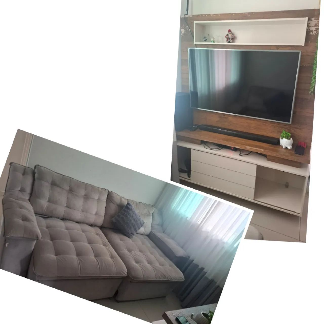 Sofá Retrátil 2,30m + Painel com Rack 1,60m