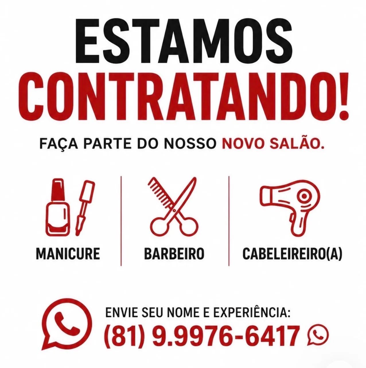 Oferta de emprego para: manicure, cabeleireiro e barbeiro ! - Foto 2