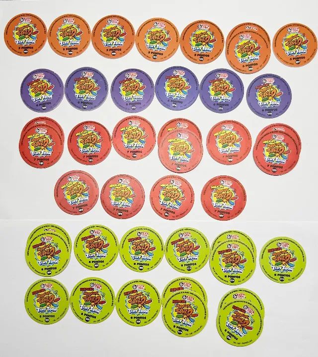 Lote Magic Tazos Tiny Toon Elma Chips (1997) - 33 Peças