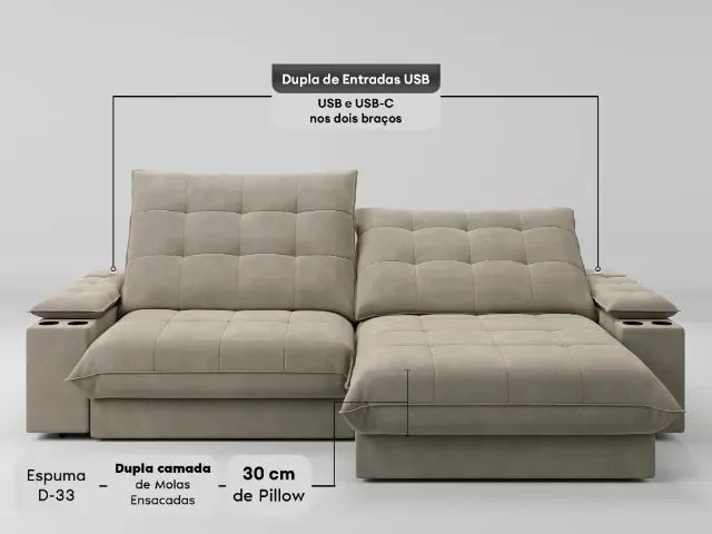Sofá Retrátil Reclinavel 2,10 NOVO  - Foto 3