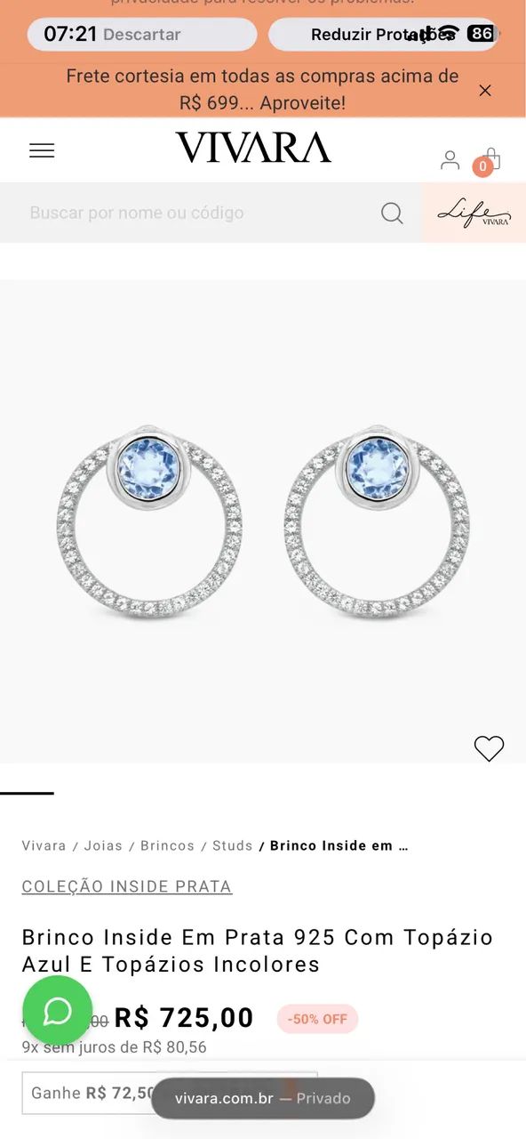 Conjunto Vivara colar + brinco - Foto 3
