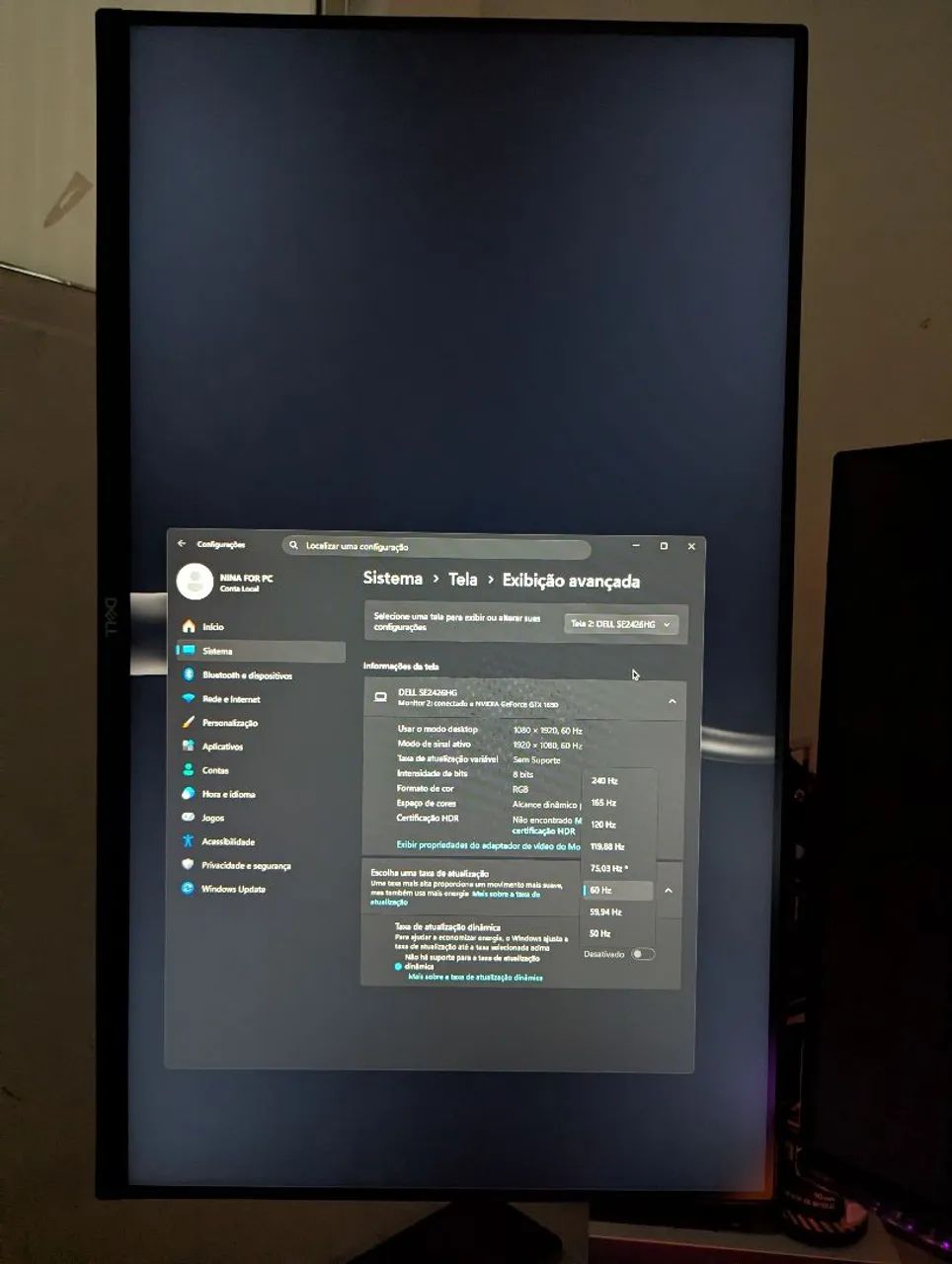 MONITOR Gamer Dell 240hz (LEIA)  - Foto 3