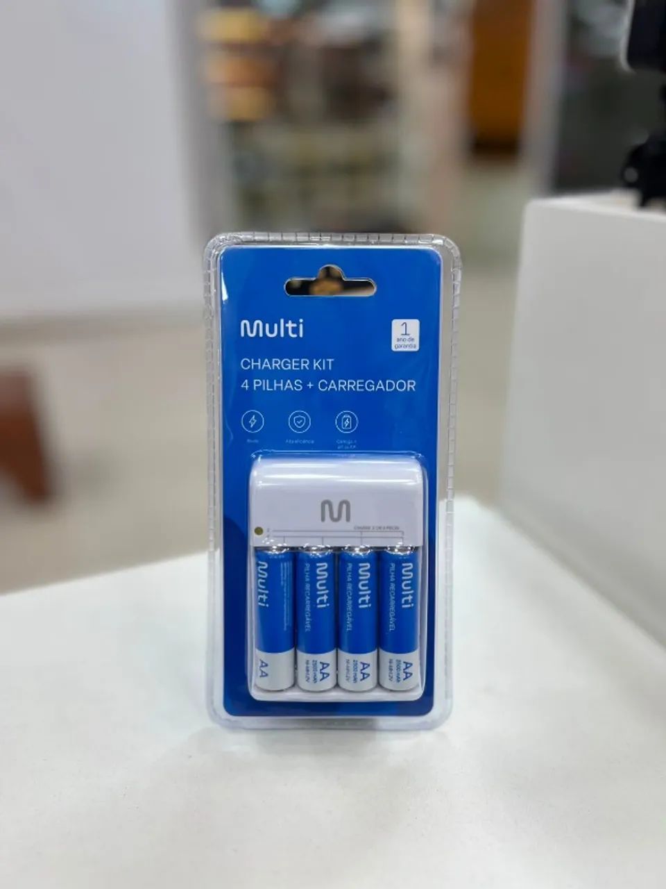 KIT CARREGADOR DE PILHAS AA + PILHAS MULTILASER
