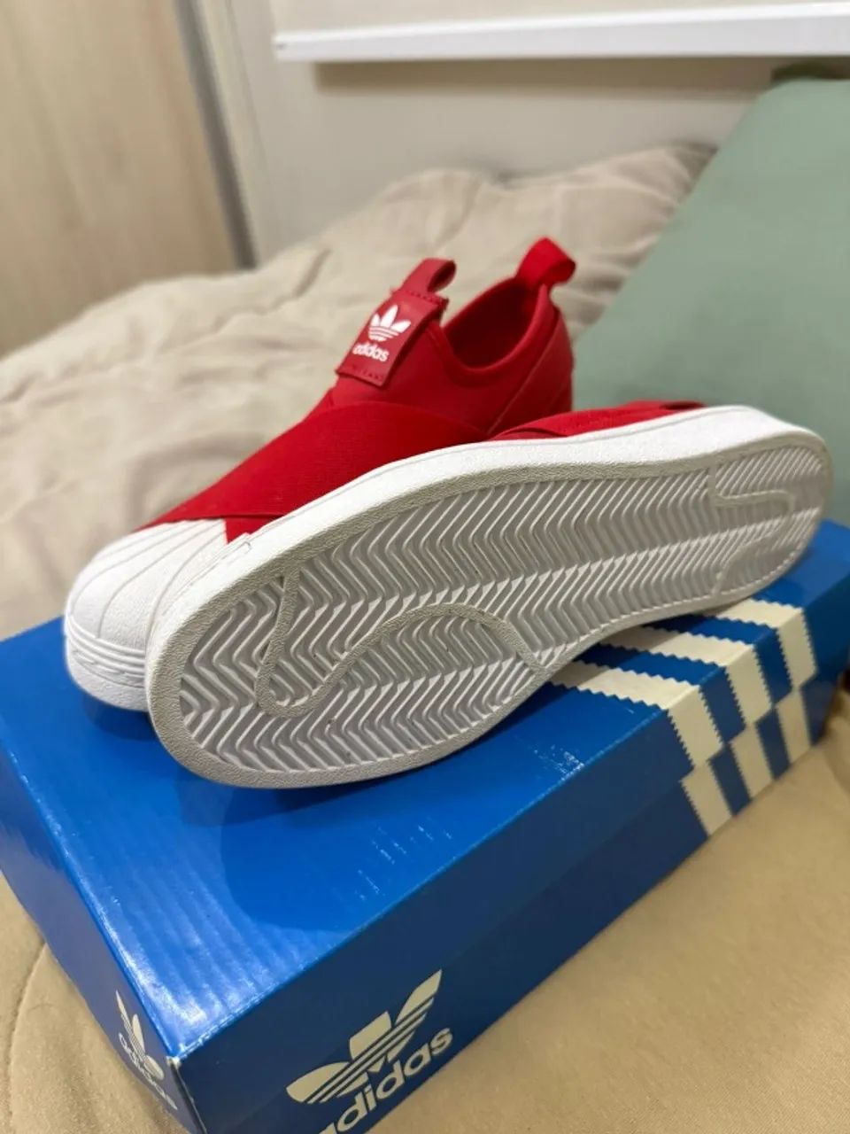 tenis superstar slip on W adidas vermelho tamanho 35 - Foto 4