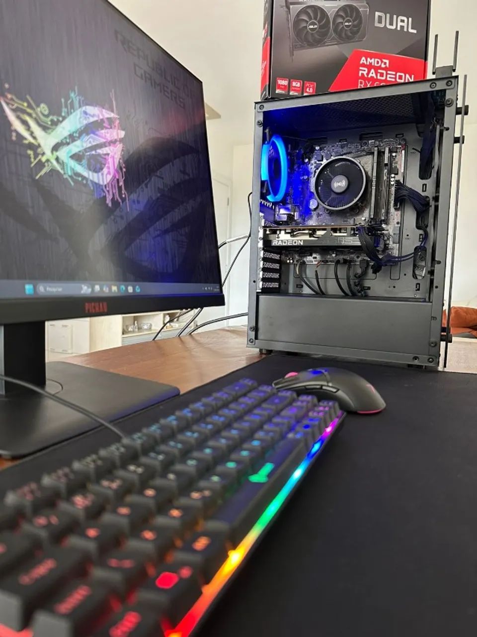 PC Gamer Completo Ryzen 5 5600G + RX 6600 8GB + Monitor Pichau