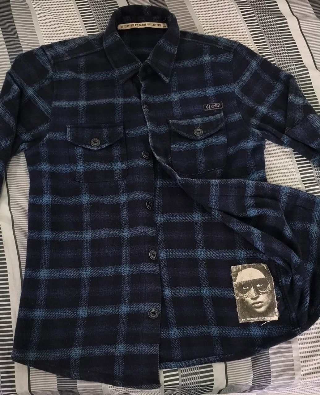 Jaqueta de Flanela Xadrez Globe - Camisa Casaco Skate Tam M<br> - Foto 3