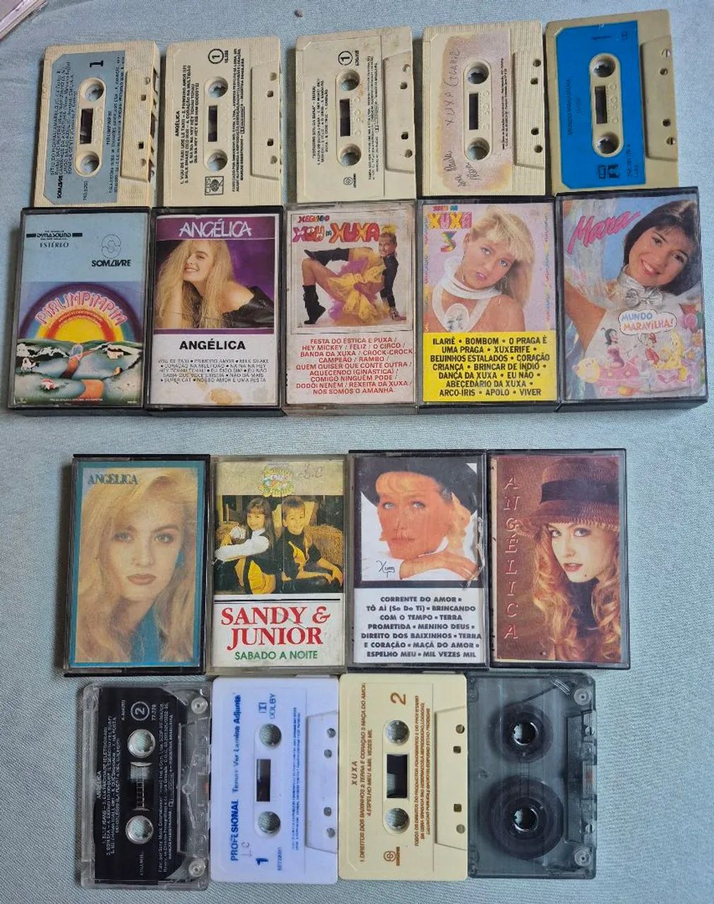 Fitas K7 Xuxa, Angélica, Sandy e junior, Mara etc