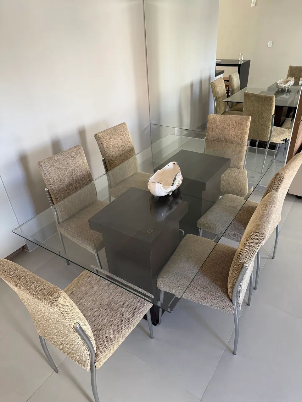 Mesa de Jantar de Vidro 180cm com 6 Cadeiras - Foto 2