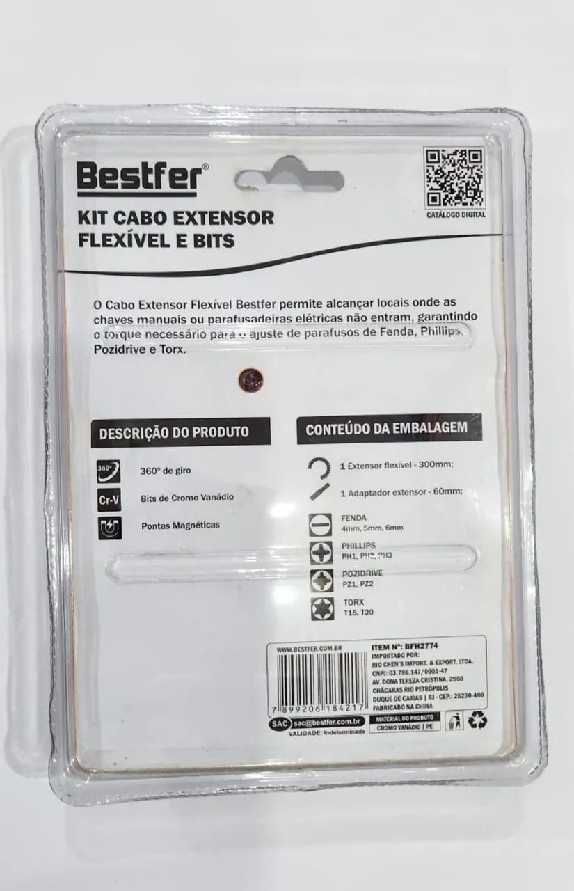 Kit Cabo Extensor Flexivel e Bits BESTFER - Foto 2