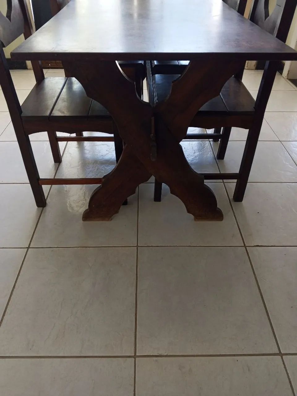 Mesa e cadeiras de sucupira madeira antiga  - Foto 4