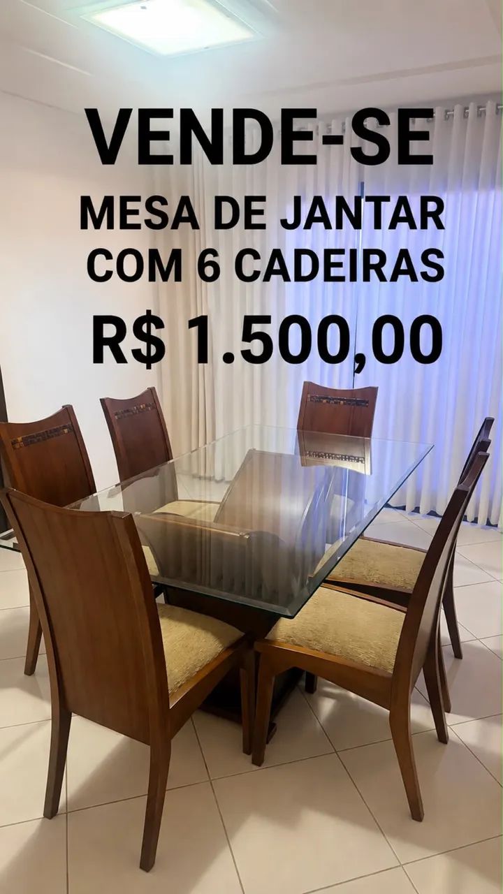 Mesa de jantar com 6 cadeiras 
