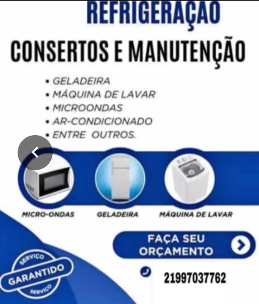 Conserto de geladeira e máquina de lavar