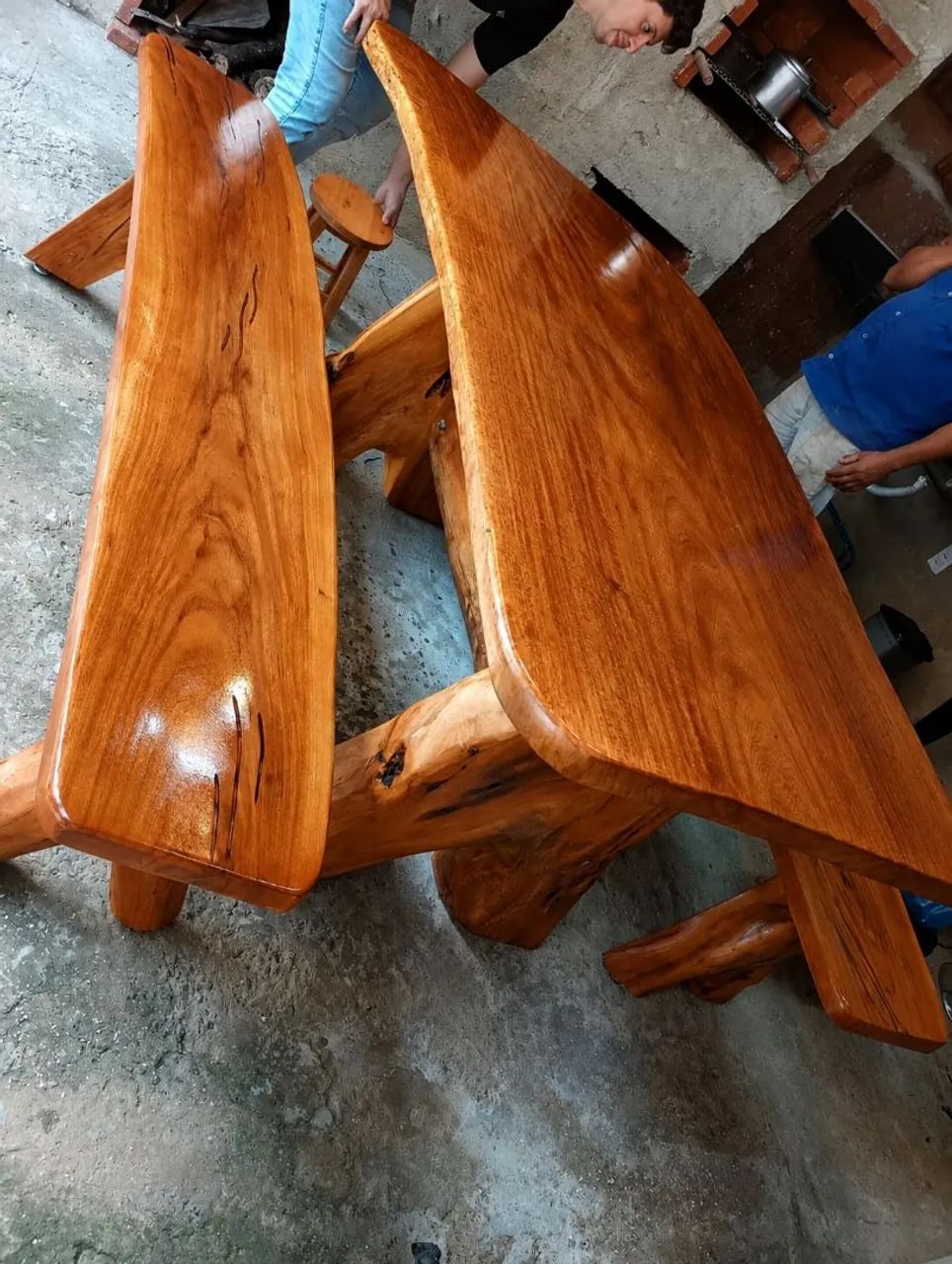 Mesa 2,5 rústica com os dois bancos  - Foto 2