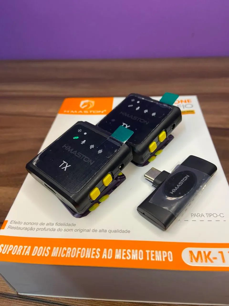 MICROFONE DE LAPELA SEM FIO H'MASTO DUPLO MK-11 TIPO C