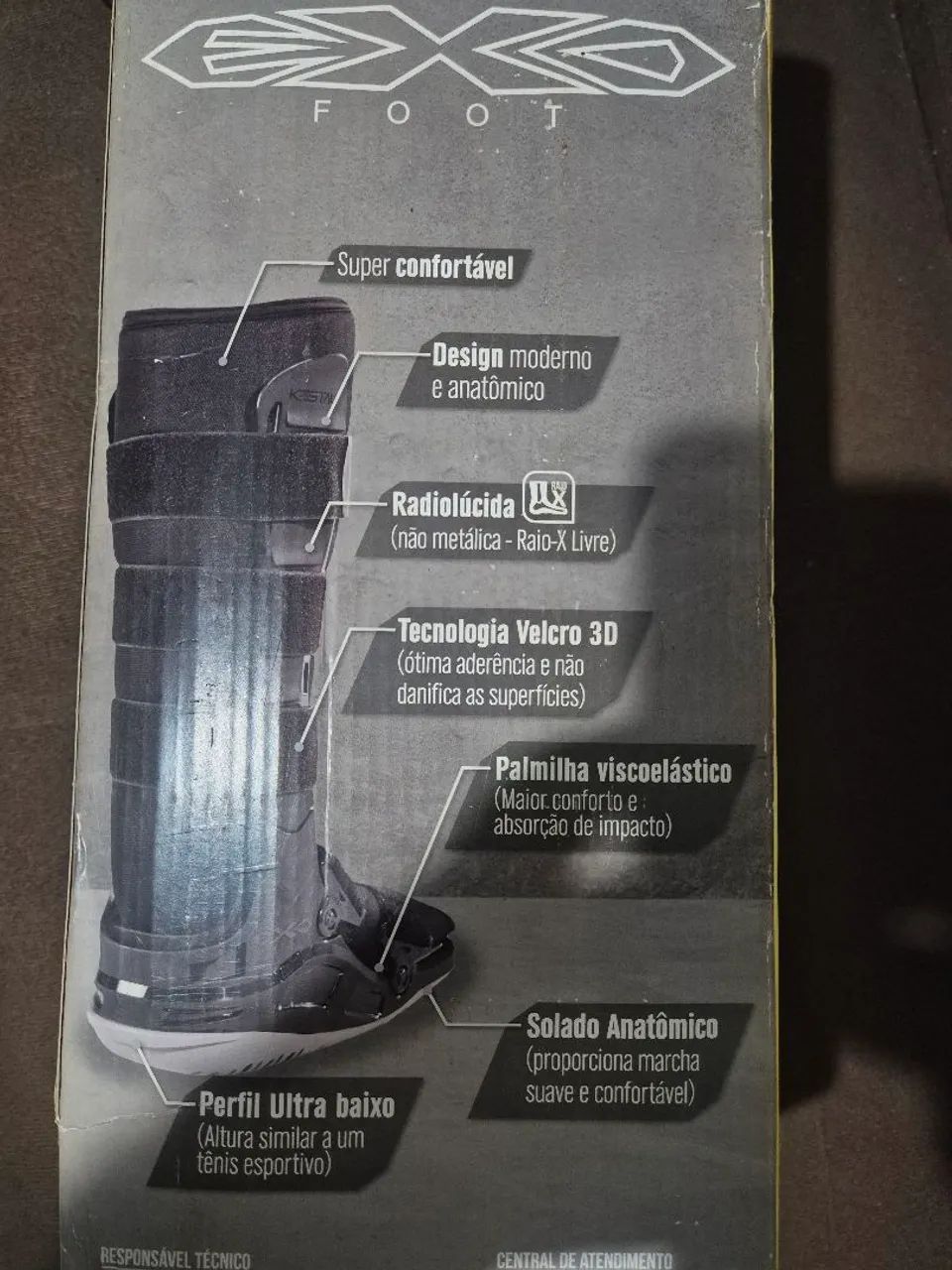 Bota Imobilizadora Longa Exofoot - Preta e Amarela - Foto 2