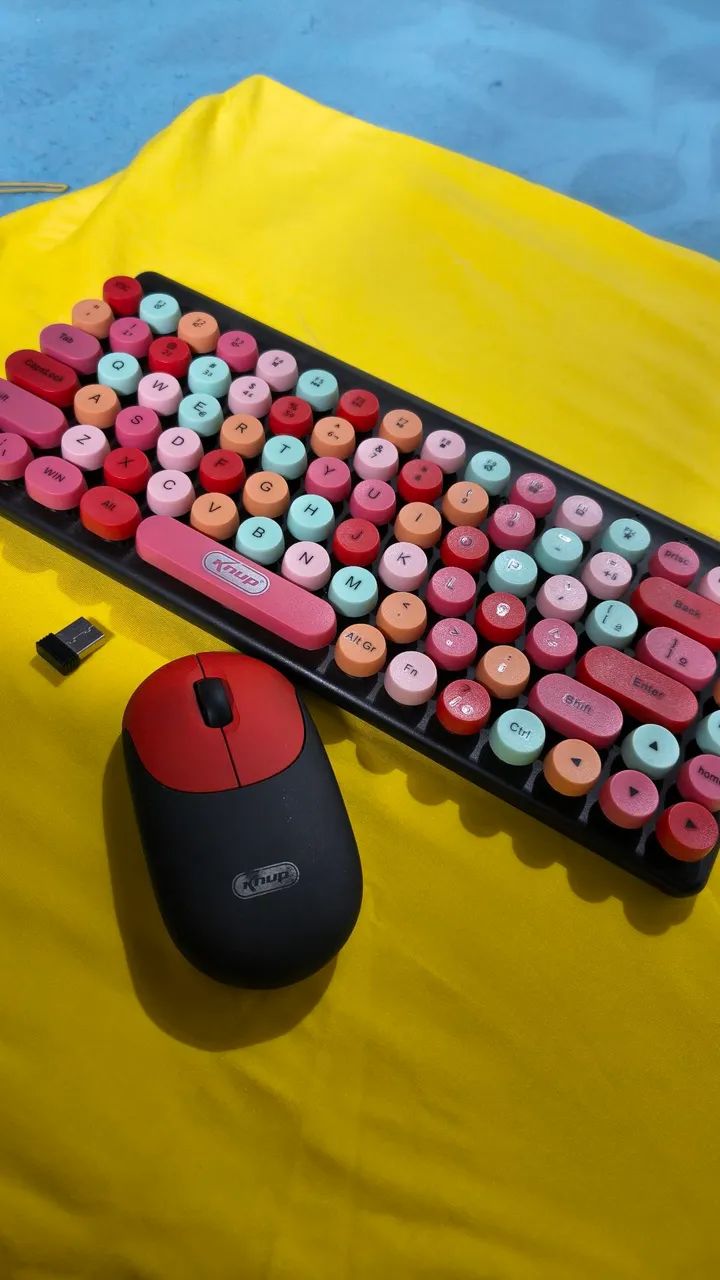 Teclado e mouse portátil colorido knup - Foto 2