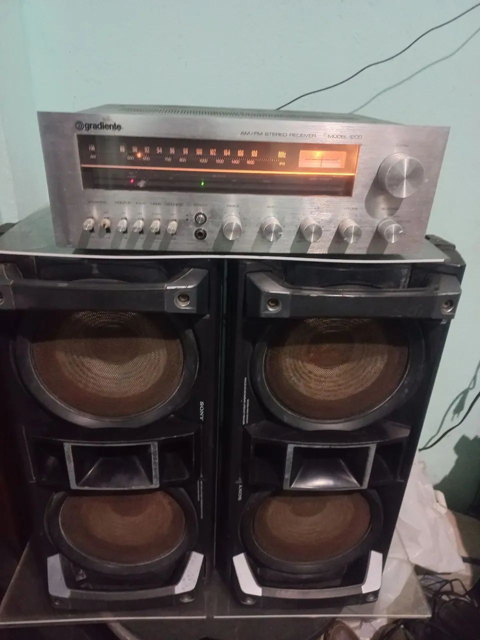 receiver vintage Gradiente Model 1000  completo com caixa de som Sony