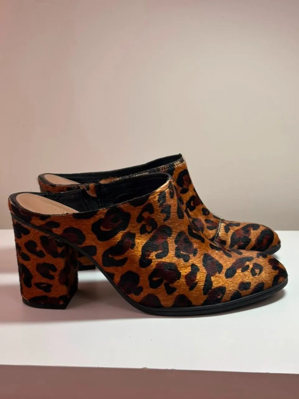Mule Arezzo Animal Print Onça Salto Bloco Nova - Tam 36