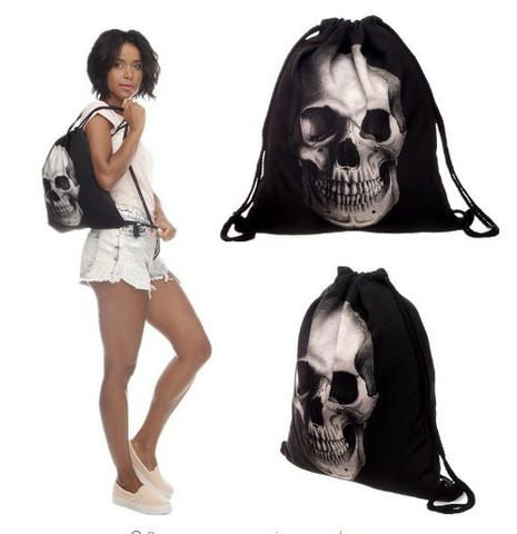 Mochila de Saco com Cordão Sacochila Caveira