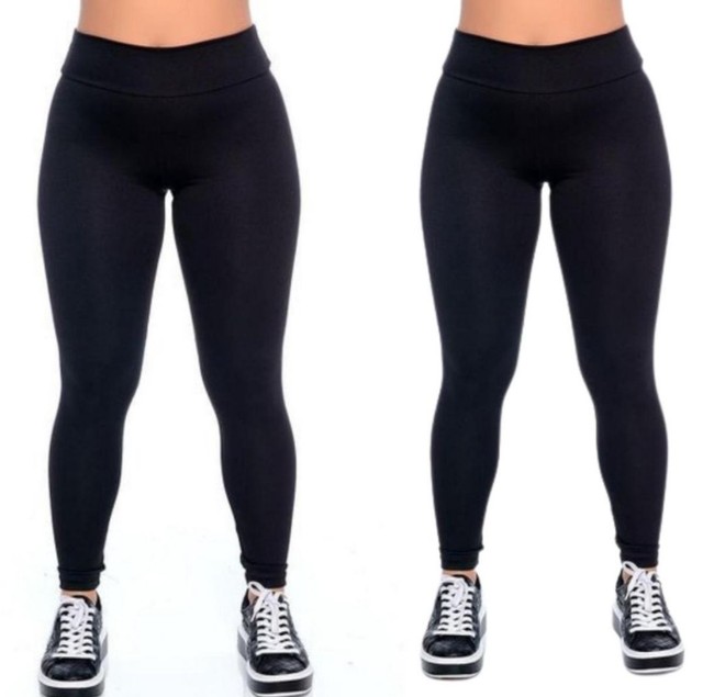 CALÇA LEGGING FEMININA PRETA E CINZA  - Foto 5