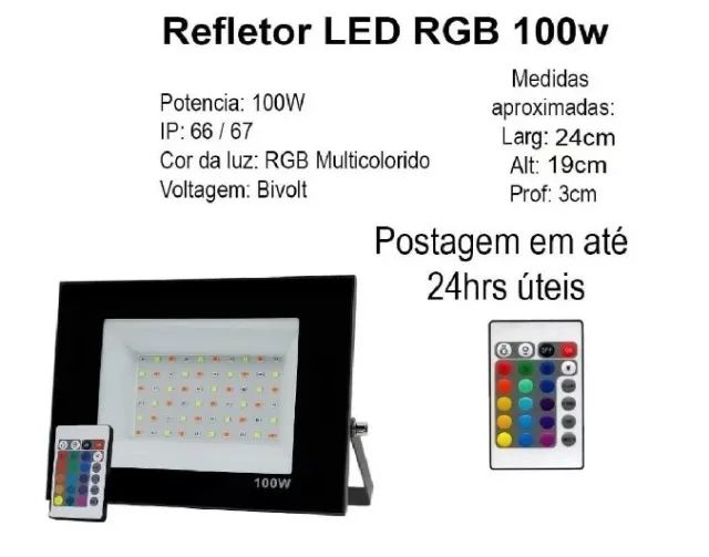 Refletor Holofote Led Bivolt RGB 100w(distribuidora jk eletonicos honestidade e qualidade) - Foto 2