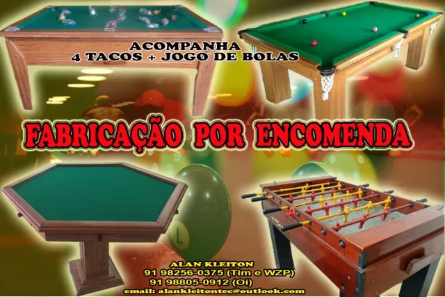 Mesinha Jogo Sinuca Brilhar 02 Tacos Bolinhas Numeradas