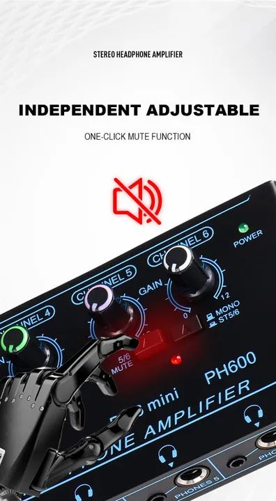 Amplificador de Fone de Ouvido 6 Canais G-MARK DG6 Mini - Foto 2