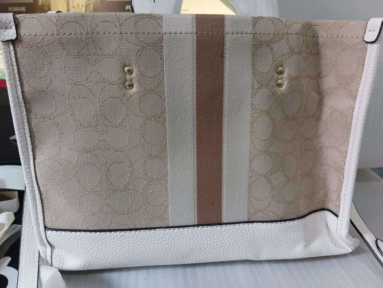 Bolsa Coach Dempsey bege 30cm Original  - Foto 5