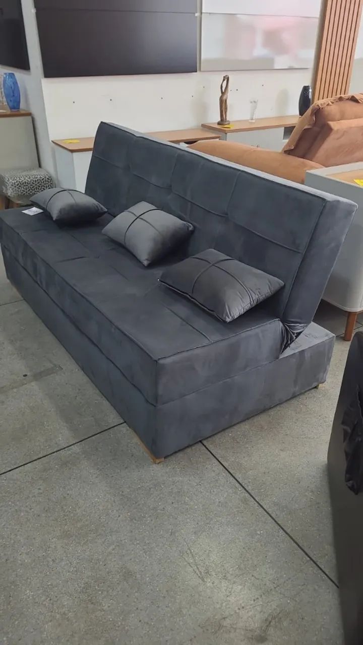 Sofá Cama  1,88m suede aveludado - Foto 4
