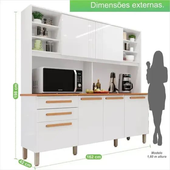 Armário de Cozinha 6 Portas 2 Gavetas Adelle Yescasa - Foto 3