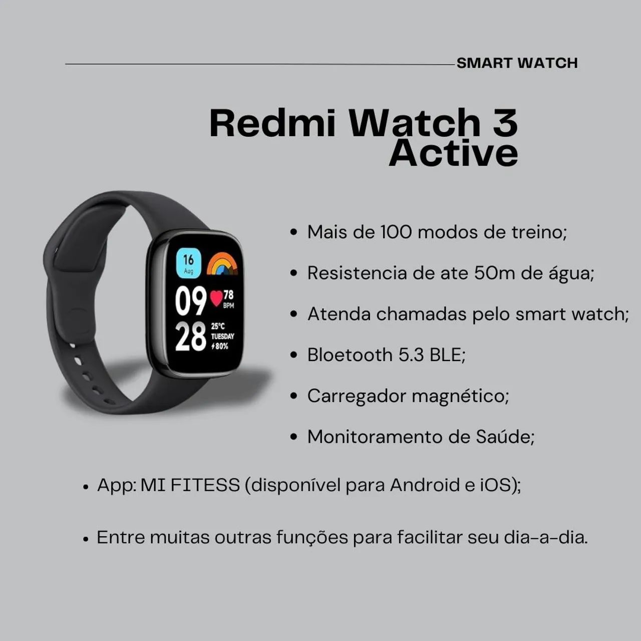 XIAOMI Redmi Watch 3 Active + BRINDE - Foto 2