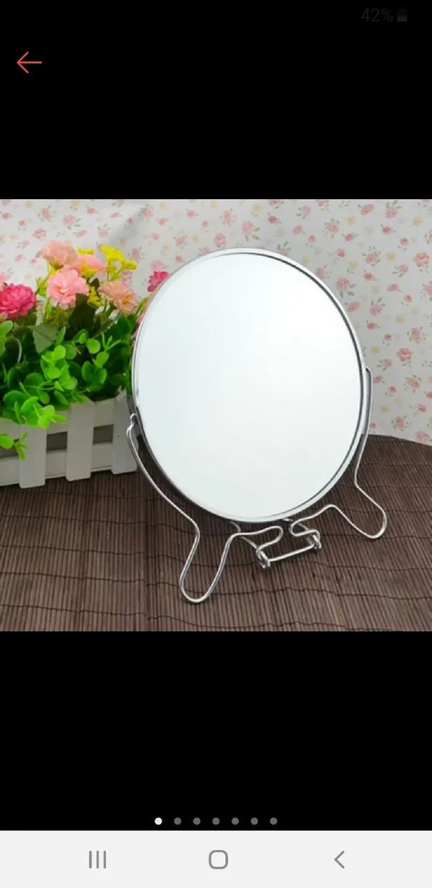 Espelho de Mesa Duplo Super Nítido Maquiagem 2 Faces Amplia 3x 7" p/ Salão de Beleza - Foto 4