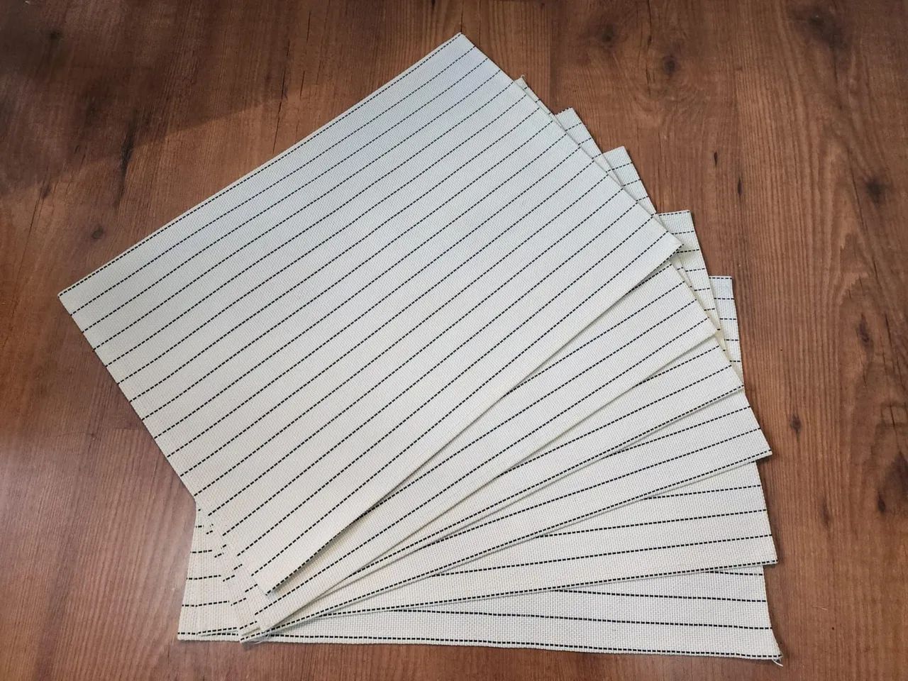 Kit 6 jogos americano offwhite listras pretas