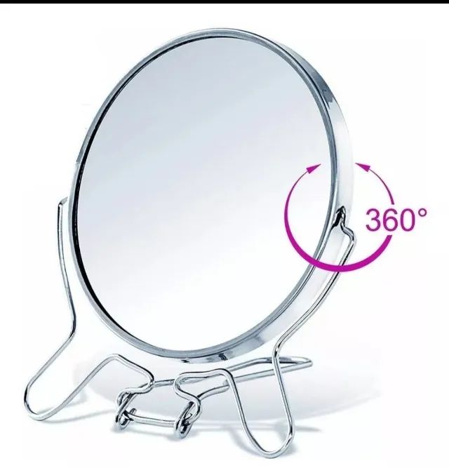 Espelho de Mesa Duplo Super Nítido Maquiagem 2 Faces Amplia 3x 7" p/ Salão de Beleza - Foto 2