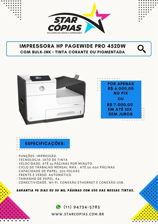 HP PageWide Pro 477DW   X452dw  X476Dw  - Foto 2
