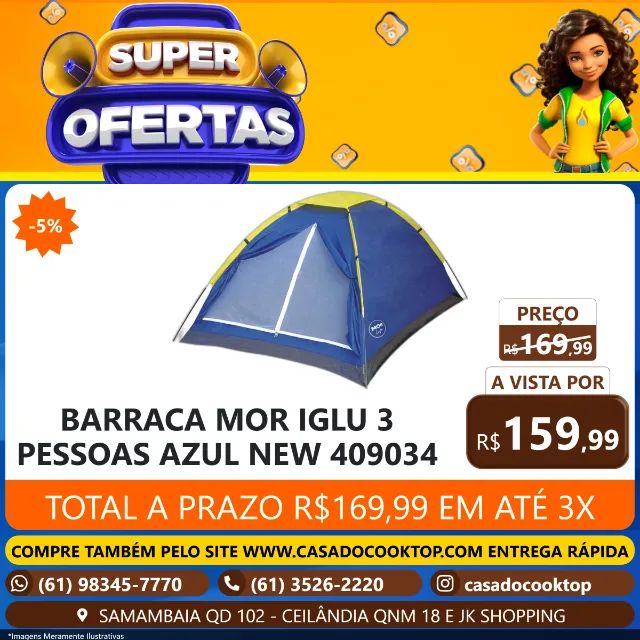 BARRACA MOR IGLU 3 PESSOAS AZUL NEW 409034