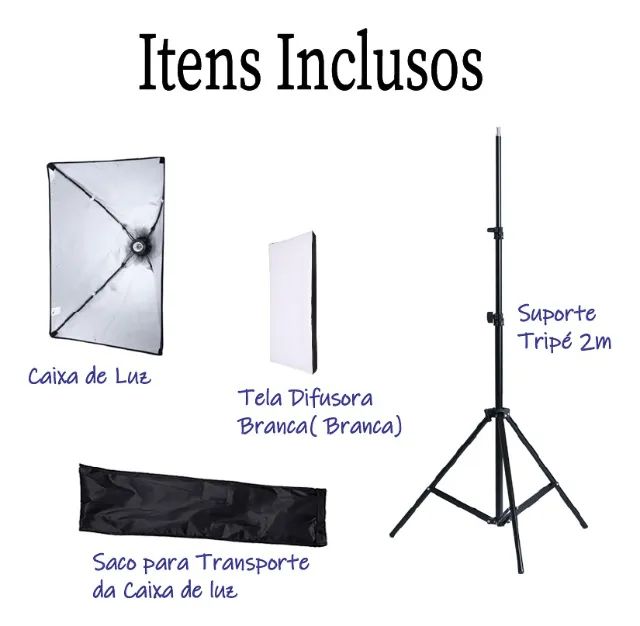 Kit Iluminação Estúdio Fotografia Luz Contínua Softbox 50x70cm Soquete E27 c/ Tripé 2 metr - Foto 4