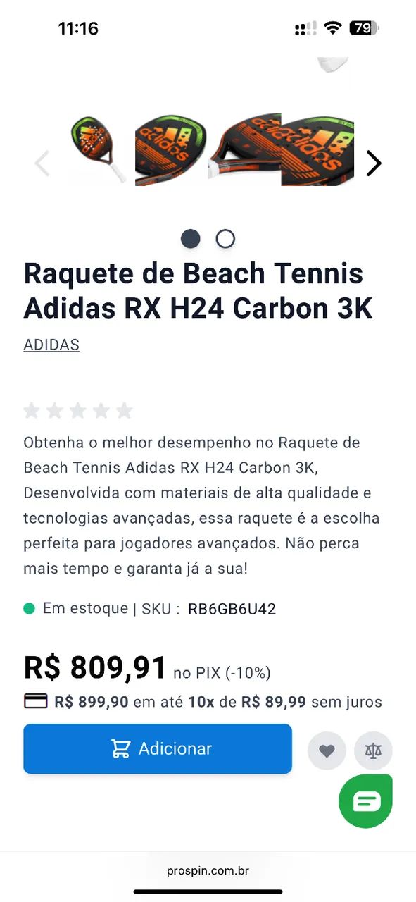 Vendo raquete de Beach Tennis Adidas nova (Entrega apenas em mãos) - Foto 3