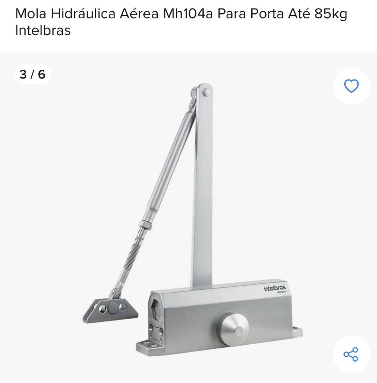 Mola Hidráulica Aérea Mh104a Para Porta Até 85kg Intelbras