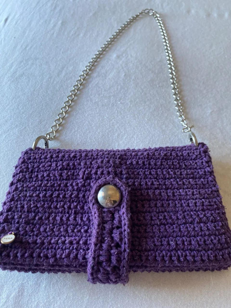 BOLSA CROCHÊ PENA COM ALÇA METÁLICA ESTILOSA  - Foto 2