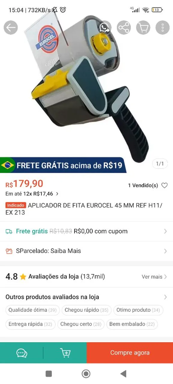 Aplicador de Fita Eurocel 45mm Ref H11/Ex 213