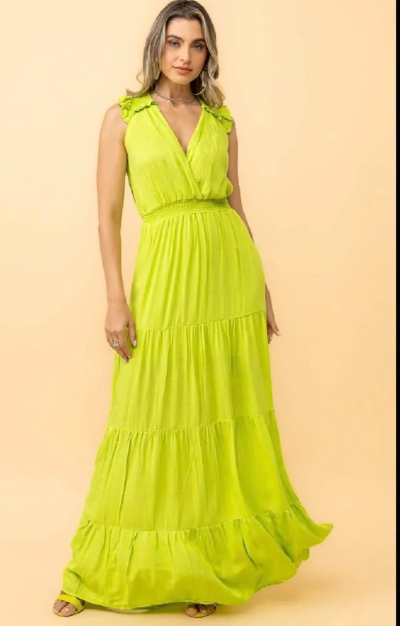 Vestido longo verde lima lindo M