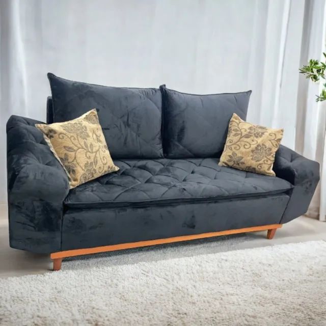 Sofá Living 3 lugares Berlim 2.00m Veludo- Entrega Rápida - Foto 2