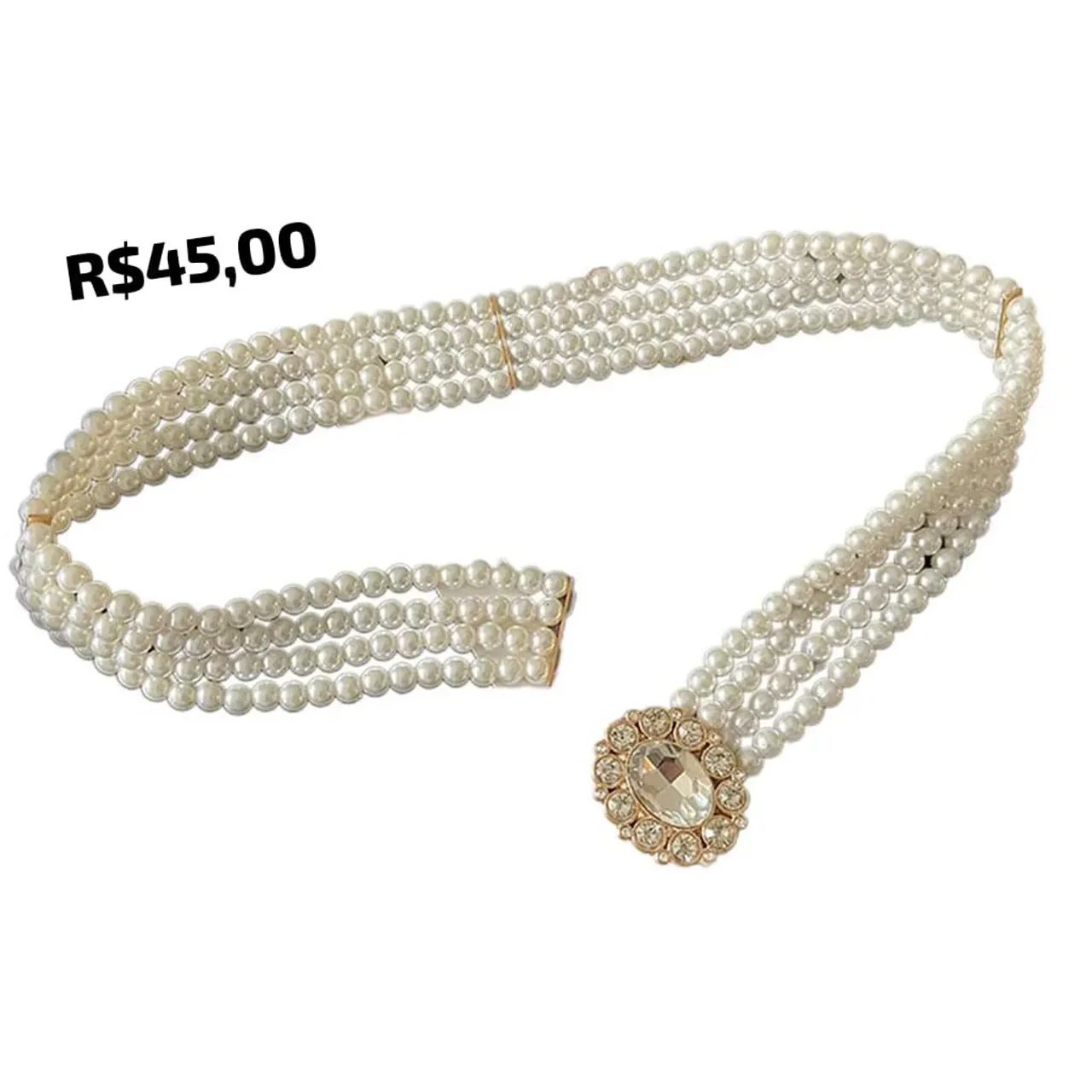 Cinto de pérolas com detalhe em strass linha luxo Premium - Foto 2
