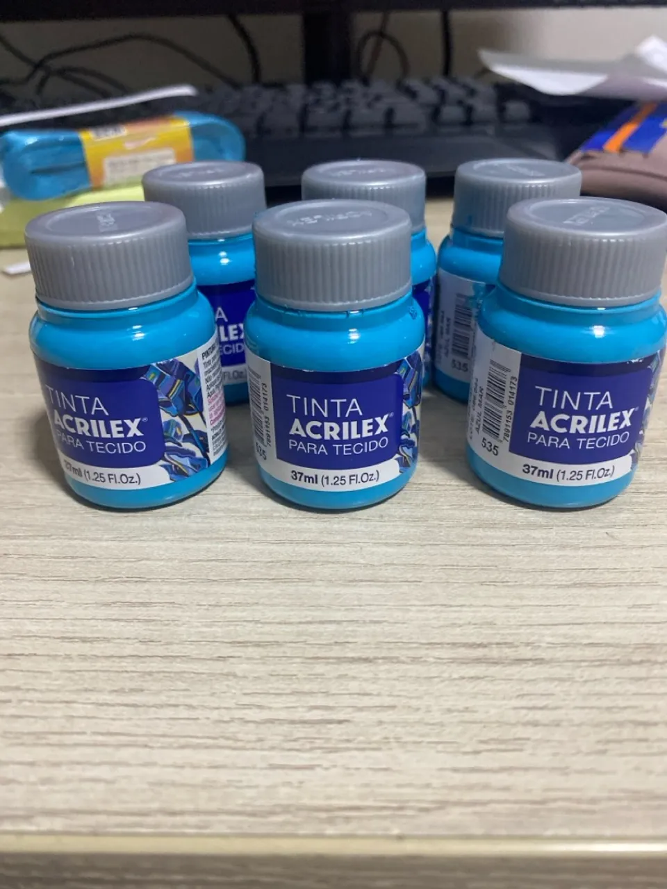 Tintas Acrílicas para Tecido - Azul Mar 8 unidades