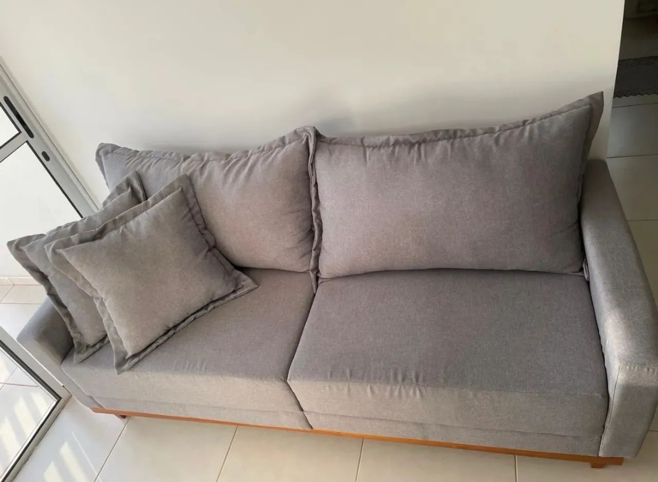Sofá Linho Cinza 4 Lugares  - Foto 5