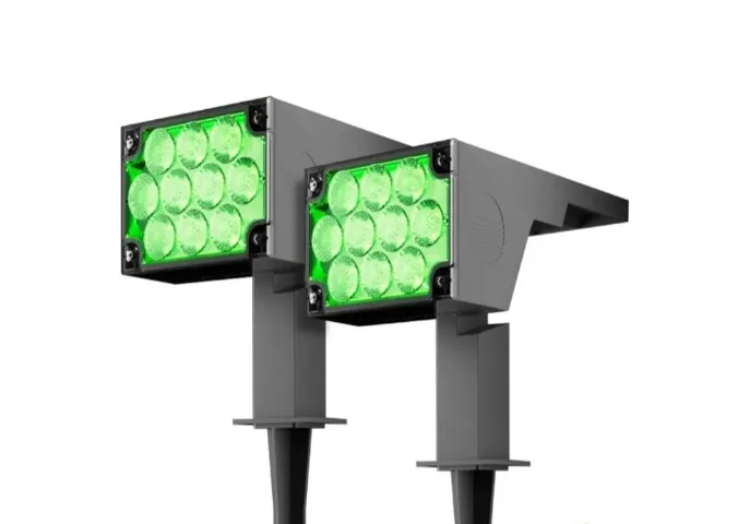 Kit 2 Luminárias Spot Solar Jardim Luz Verde Oversun Preto