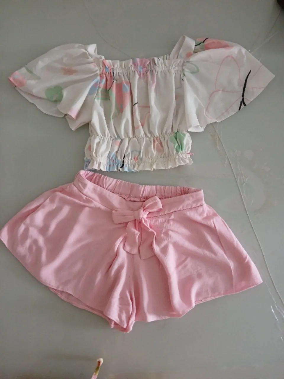 Conjunto cropped + short tamanho 8