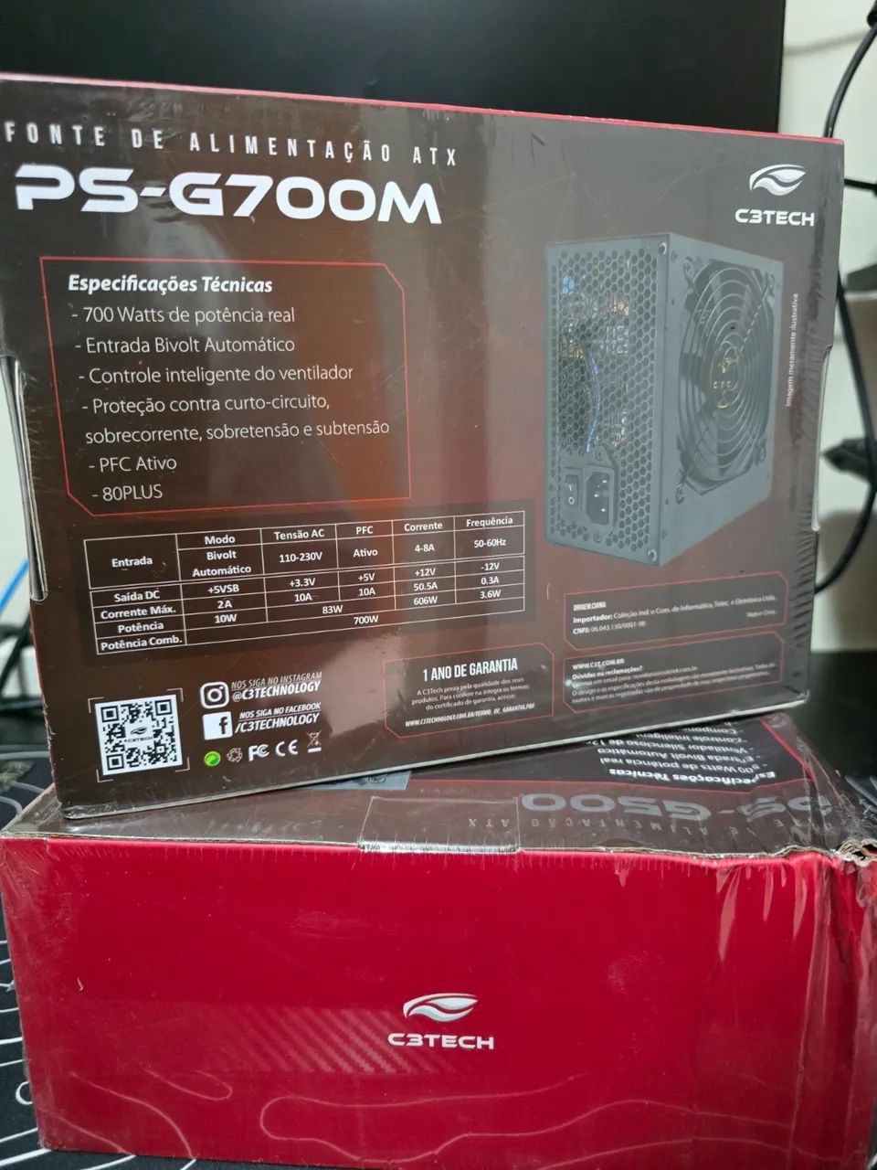 Fonte ATX 700W PS-G700M 80+ White C3Tech Gaming